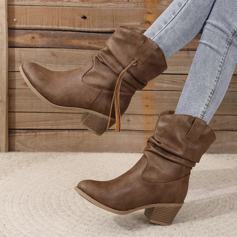 Olivia - Boots santiag marron