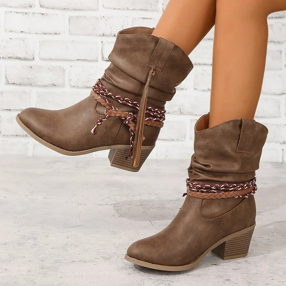 Olivia - Boots santiag marron