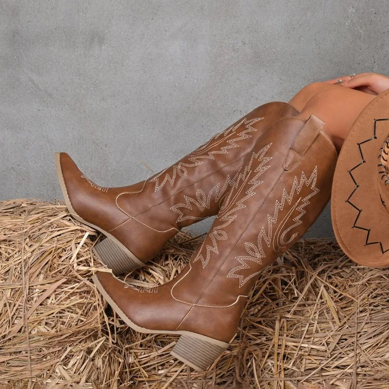 Emily - Santiag haute marron