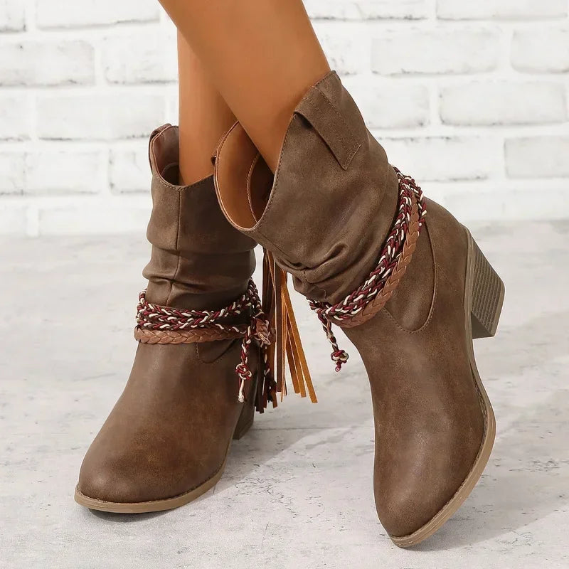 Olivia - Boots santiag marron